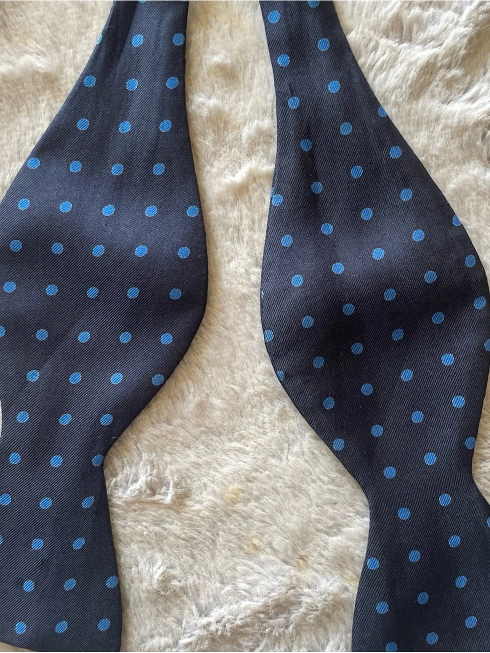 liberty Navy Blue Self-Tie Bow Tie with Light Blue Polka Dots